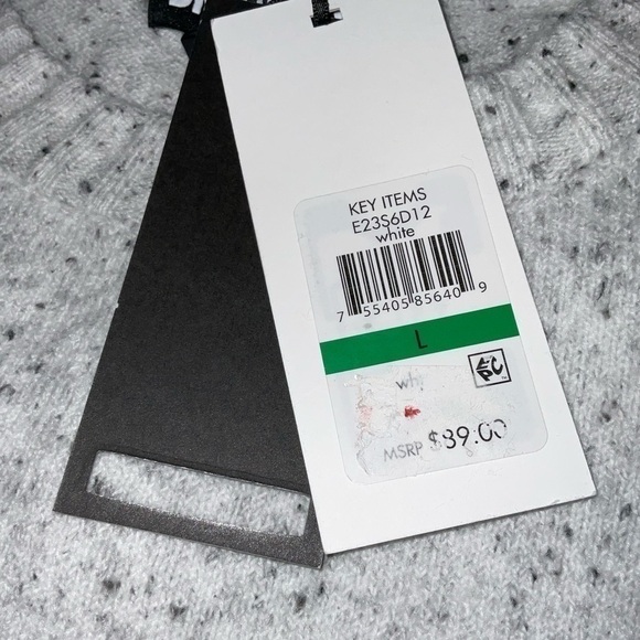 DKNY Crew Neck Long Puffed Volume Sleeve Pleated Dropped Shoulder Sweater Sz. L - Picture 7 of 8